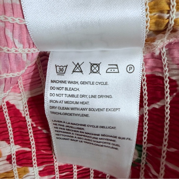 Farm Rio Sunny Daisies Smocked Peplum Crop Top S Multicolor Boho Lace Festival - Picture 8 of 8